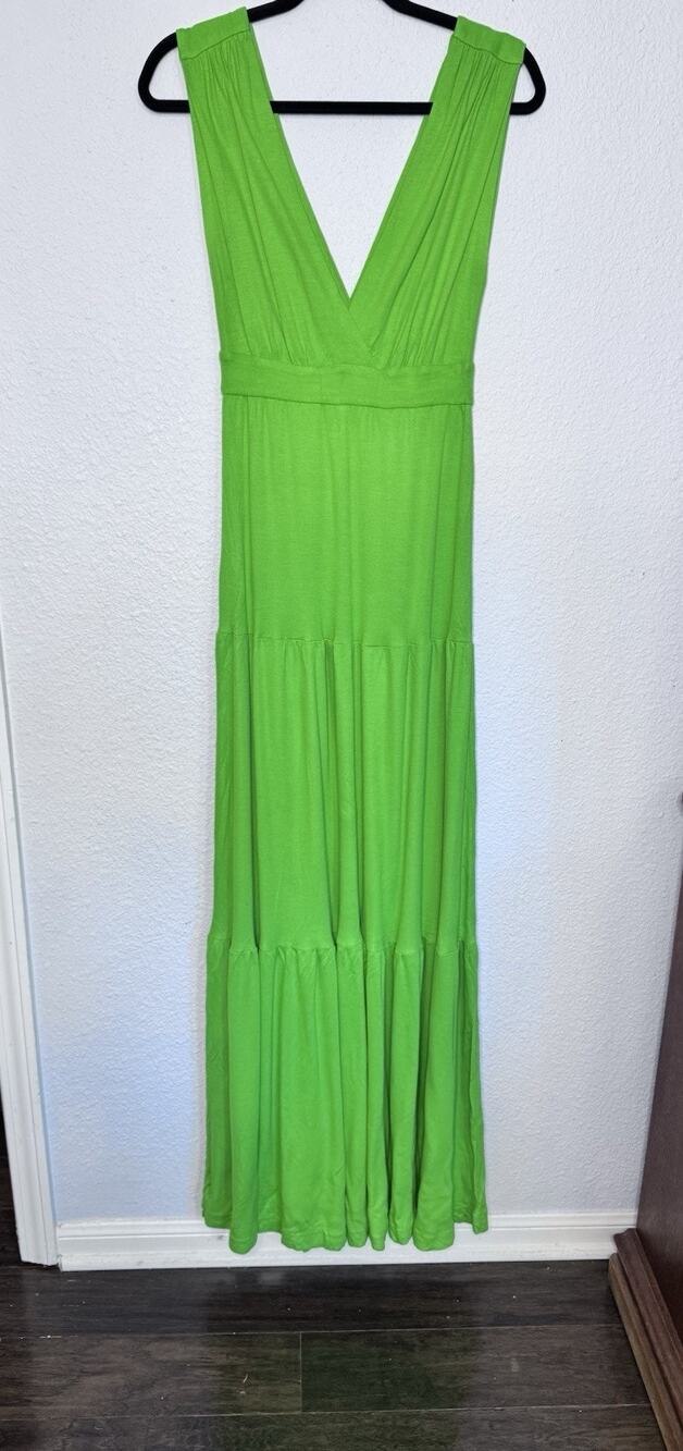 Diane von Furstenberg Women’s Size 4 Green Resort Maxi Dress V-Neck